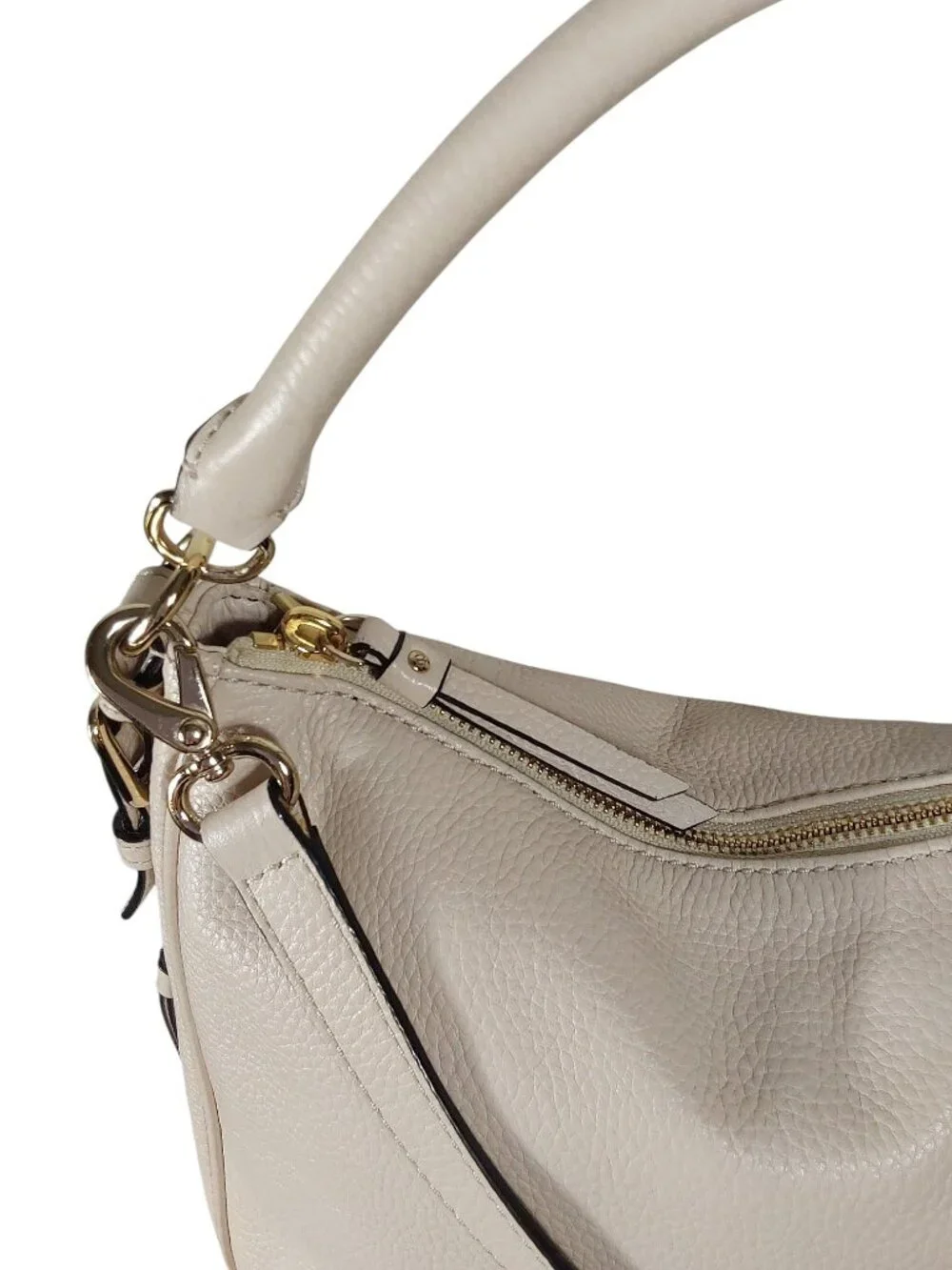 Kate Spade Cobble Hill Small Ella Hobo Bag Crossbody Strap Cream Pebbled Leather